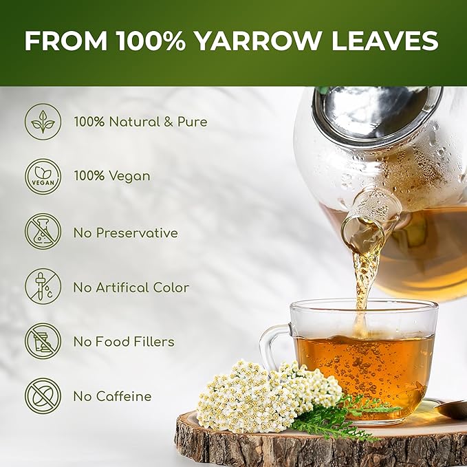 TOG999, Yarrow Tea Leaves 8oz | Premium Herbal Tea | Naturally Aromatic, Freshly Packed Loose Leaf Yarrow | Sustainably Sourced, Non-GMO, No Additives – Ideal for Daily Herbal Brewing