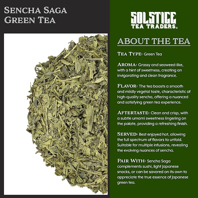 Solstice Loose Leaf Sencha Green Tea, 1 LB, Bulk 16-Ounces Japanese Style Green Sencha Tea - Approx 200+ Cups