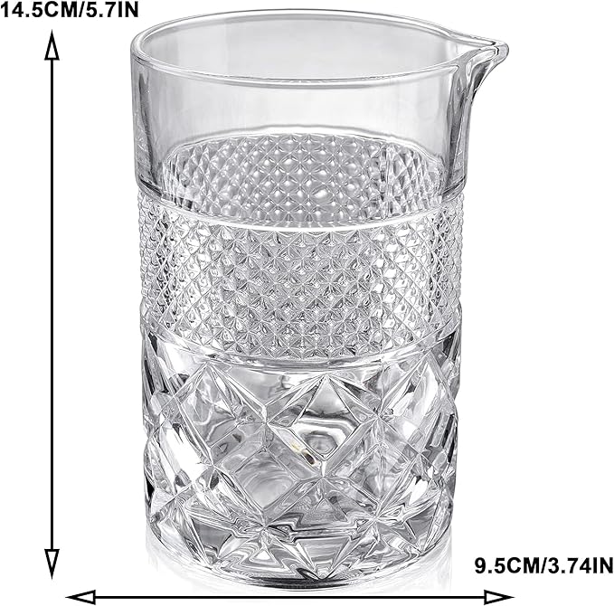 4-pack Cocktail Mixing Glass - 21oz Lead-Free Hand Blown Barware with Professional Bartender Kit - for Martini, Manhattan, Old Fashioned - Premium Home Bar Gift for Wedding Anniversary Birthday