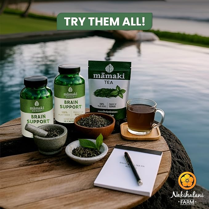 Nakihalani Farm Organically Grown Hawaiian Mamaki Tea (2oz) - Caffeine-Free Herbal Tea - Antioxidant-Rich Supports Digestion & Promotes Relaxation