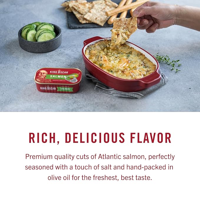King Oscar Premium Salmon in Olive Oil, 4.05-Ounce Cans (Pack of 12, Packaging May Vary), Skinless & Boneless Salmon
