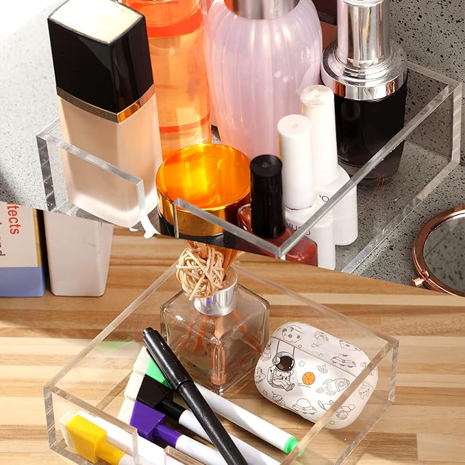 Acrylic Cocktail Napkin Holder for Table, Clear Beverage Napkin Holder Square Rectangle for Dinner, Kitchen, Bathroom, Restaurant, Bar (4 Pieces, 5.5 x 5.5 Inch)