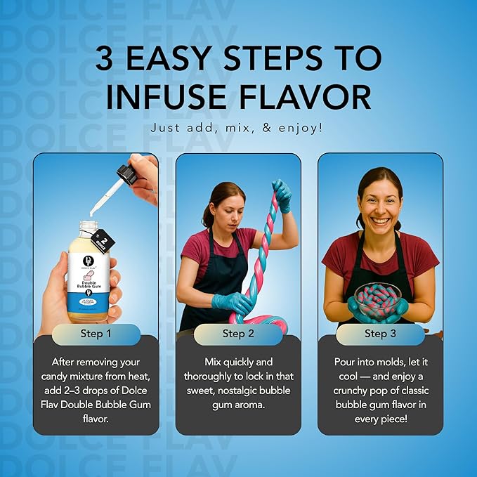 Dolce Flav Bubble Gum Extract – 8 Ounce Oil-Soluble Kosher, Sugar-Free, Concentrated Classic Bubble Gum Flavoring for Baking, Chocolates & Desserts