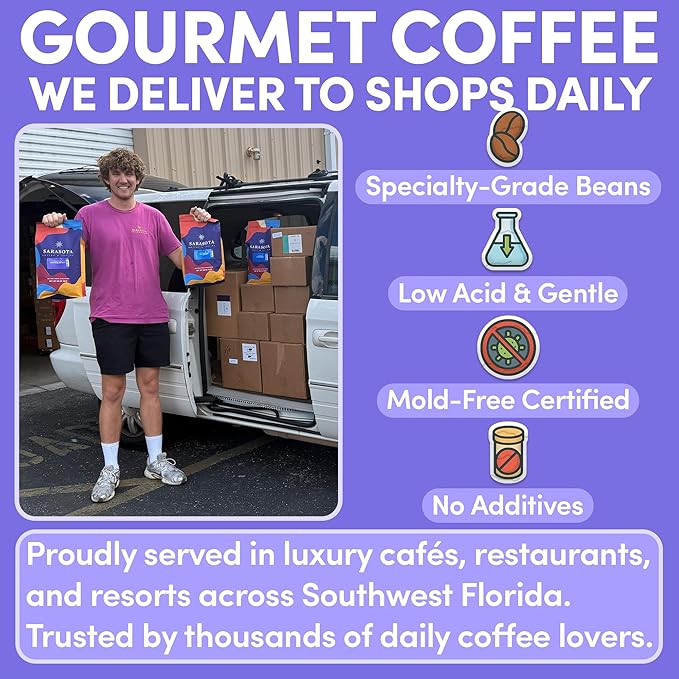 Sarasota Coffee Whole Bean Highlander Grogg | Medium Roast Gourmet Flavored Coffee Beans | Low Acid, Mold Free, Specialty Grade Flavored Bulk Beans | 5lb (80 oz)