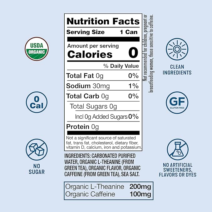 ARDOR ENERGY Sparkling Water with 100mg Natural Caffeine & 200mg L-Theanine from Organic Green Tea for Smooth Energy & Focus | Healthy Energy Drink | No Sugar, Zero Calories, Vegan, Gluten-Free | Tropical Variety (Pack of 12, 12oz cans)