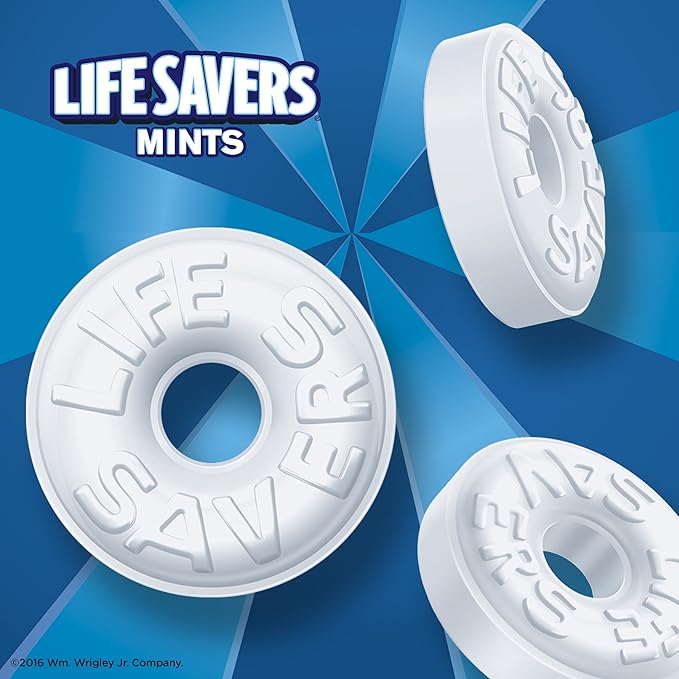 LIFE SAVERS Pep O Mint, Individually Wrapped Mints for Snacking, Sharing, Office Parties, and Pantry Stocking, 6.25 oz (12 Hard Candy Bags)