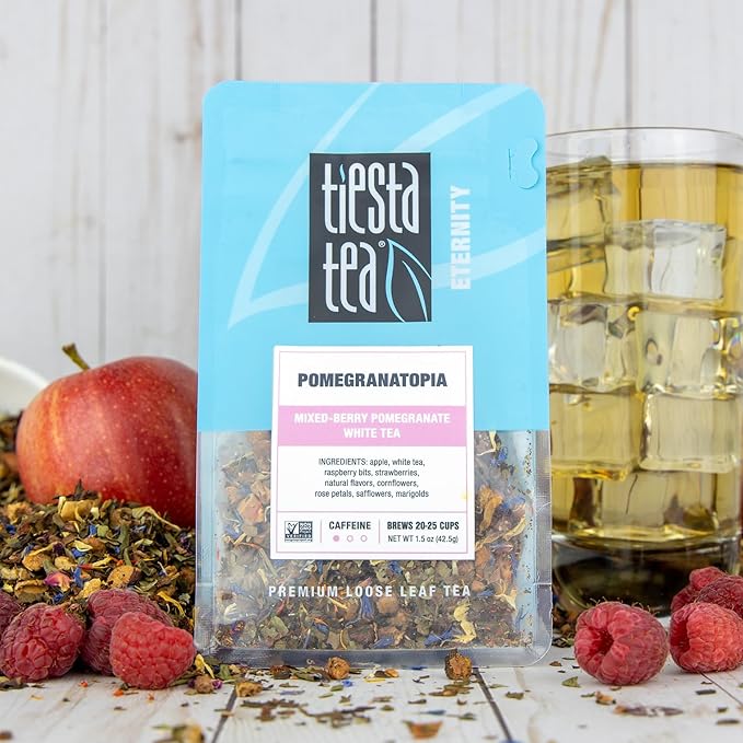 Tiesta Tea - Loose Leaf Herbal Tea Gift Box, Medium to Non-Caffeinated Assorted Blends, 3 Pouches for Hot & Iced Brews Variety Pack, Maui Mango, Nutty Almond Cream, and Pomegranatopia