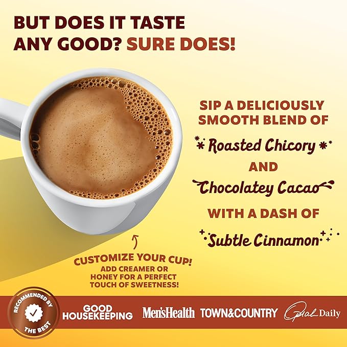 Joey Mushroom Coffee Alternative with Cacao Dandelion Root, and Chicory, Instant Mushroom Coffee Substitute with Superfoods, Vegan Gluten-Free Energy Drink for Focus and Calm, 60 Servings