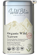 Wild Bliss Organic Yarrow Tea - Caffeine Free Herbal Tisane - Pharmacopoeia Potency - 20 Plant Based Tea Bags