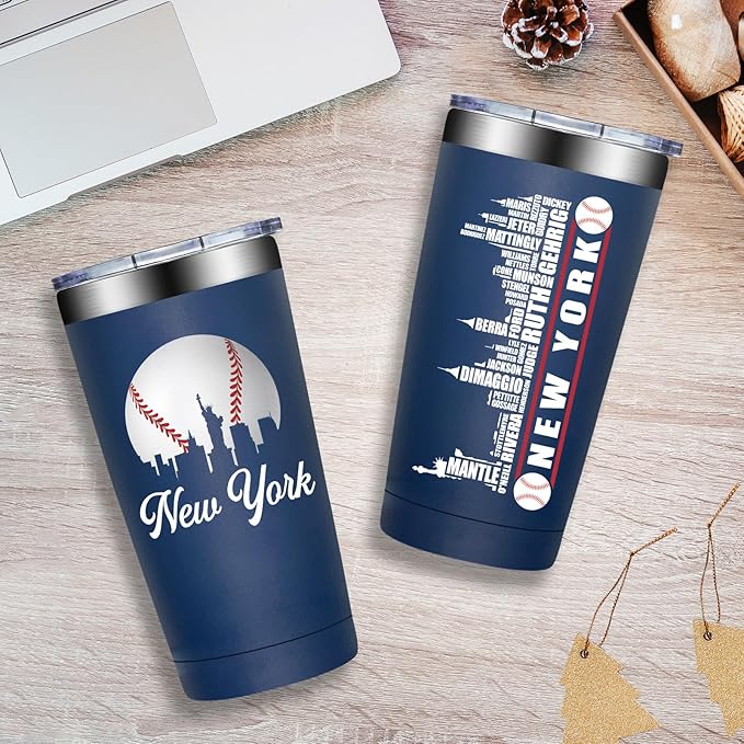 BIRGILT Legends New York Baseball City Skyline Gifts - Baseball Gifts for Men, Christmas, Father's Day, Birthday Gifts for Fans - Tumbler Cup 20oz