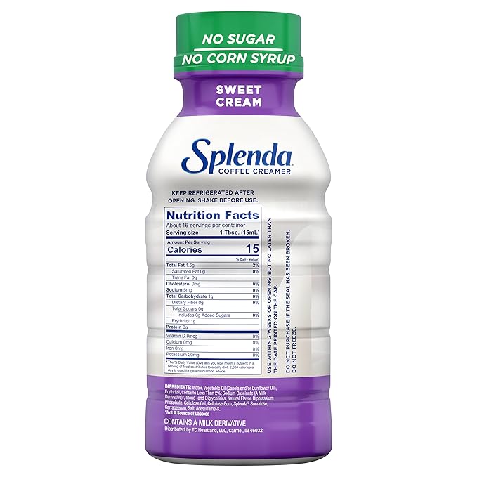 Splenda Sugar Free, Low Calorie Sweet Cream Coffee Creamer, 8 Fl Ounces Bottle