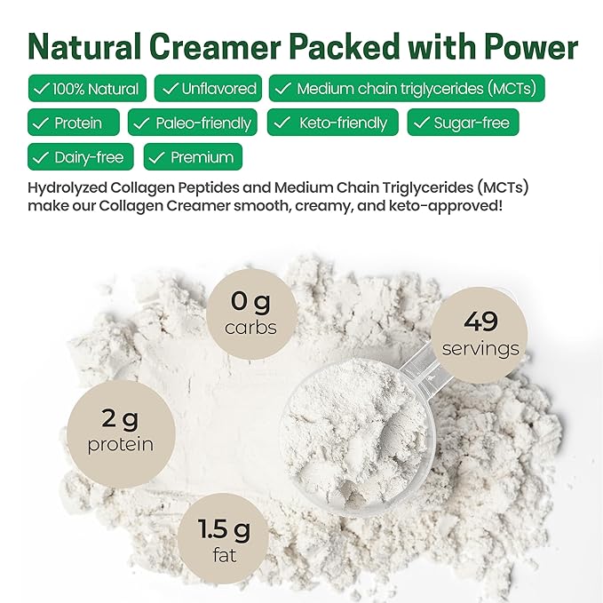 Z Natural Foods Collagen MCT Oil Creamer - Vanilla Flavor - Bulk 7 oz Size For Coffee, Tea, Shakes & Smoothies - Perfect for Cooking or Baking Recipes - Keto & Paleo Friendly Superfood Powder - Non GMO & Gluten Free