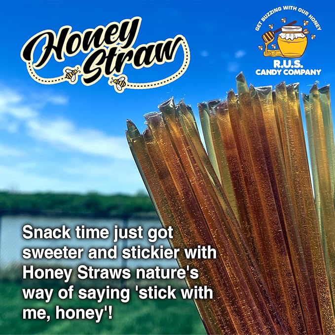 25 Pack Honey Sticks For Tea, Snacking, Single Serve Stir Sticks, Natural Flavor by R.U.S Candy Company- Honey Straws (Wildflower)