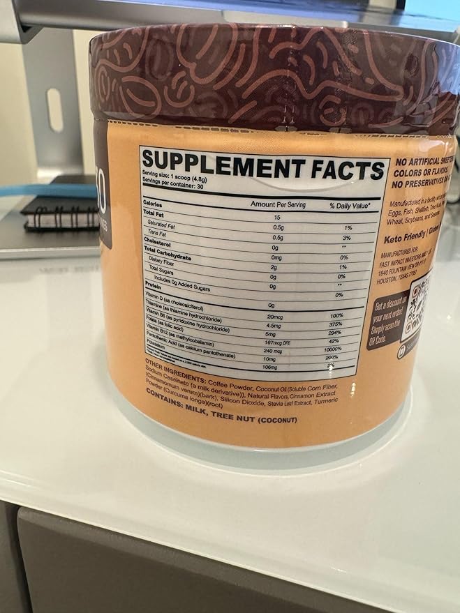 Keto Vitals Instant Keto Coffee Powder - 30 Servings - Low-Calorie Original Sweetened Coffee with Keto-Friendly Creamer