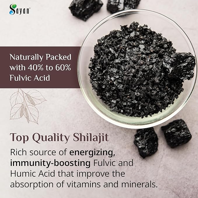 Sayan Organic Honey with Pure Shilajit Resin 7.7 oz /218 g - Potent Fulvic Acid Supplement - Immune System Support, Detox & Natural Energy - Gluten-Free, Non-GMO, All Natural & Tested