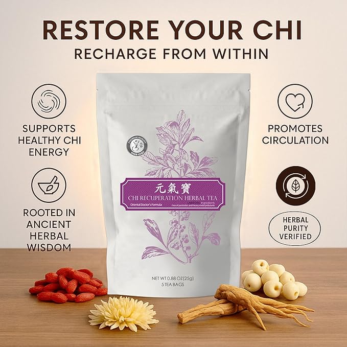 Herb Guru CHI Recuperation Tea Bags | Traditional Herbal Blend With 5 Tea Bags for Daily Balance, Comfort, and Unwinding | No Caffeine Wellness Gifts and Relaxation Gifts for Any Season