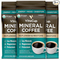 VitaCup Mineral Coffee with Trace Minerals, Hydrate, Replenish & Restore w/All Natural Sea Minerals, Electrolytes, Organic Coffee, Single Origin, Medium Dark Roast, Ground Coffee, 3 Bags 10oz Each