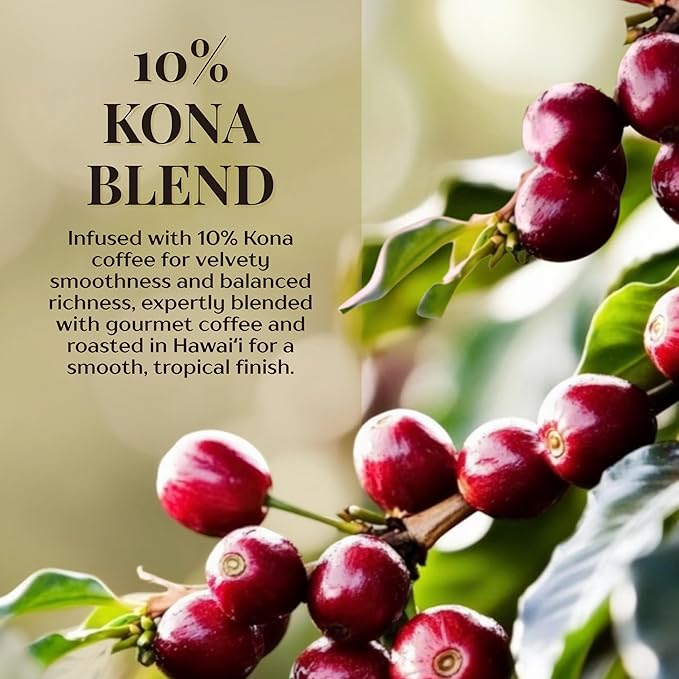 ROYAL KONA COFFEE - Light Roast Ground Coffee, Vanilla Macadamia Flavor, 40 Ounce