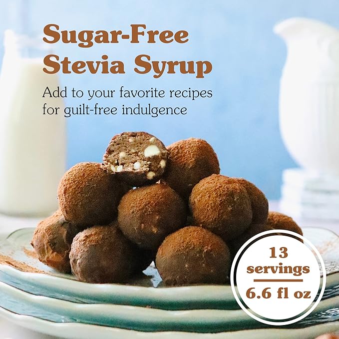 NuNaturals Stevia Syrup, Sugar-Free Sweetener, Plant-Based Sugar Substitute, Zero Calorie, Sugar-Free Syrup, Maple, 6.6oz (3-Pack)