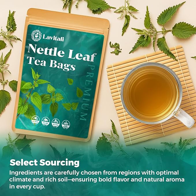 Lavitali, Nettle Leaves Tea Bags | 120 bags, 100% Pure Herbal Tea | Caffeine-Free, Mineral-Rich, Eco-Friendly Filter Bags | Daily Natural Botanical, Hot or Iced Herbal Infusion