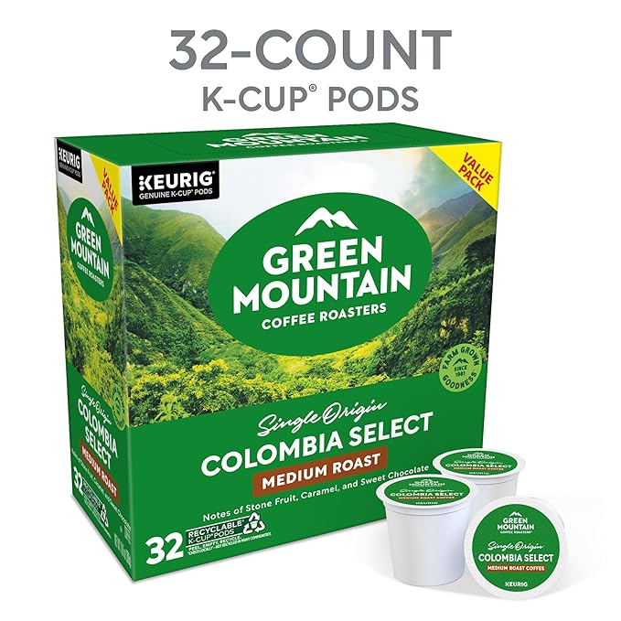 Green Mountain Coffee Roasters Colombia Select Coffee, Keurig Single-Serve K-Cup pods, Medium Roast, 32 Count