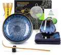 TEANAGOO 7 Pcs Matcha Whisk Set, Matcha Set for Ceremony, Matcha Kit Junware-Blue, Matcha Tea Set for Making Breakfast/Latte, Matcha Whisk Gift Set and Bowl with All Accessories
