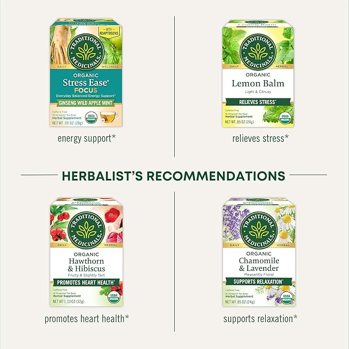 Traditional Medicinals Organic, Rosy Mood, Damiana & Butterfly Pea Flower - Uplifting Mood Support - Kosher, Non-GMO, Caffeine-Free, Compostable - 96 Tea Bags (6 Packs of 16)