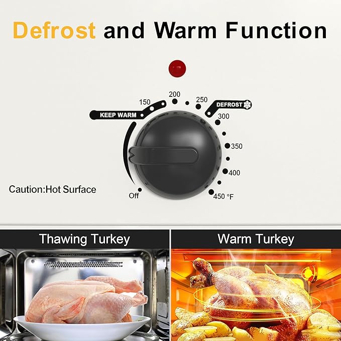 Roaster Oven 20 Quart, Electric Turkey Roaster Oven Electric with Self-Basting Lid, Removable Pan and Rack, Full-Range Temperature, Stainless Steel, White