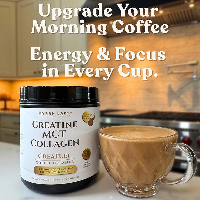 CreaFuel Creatine Coffee Creamer with MCT Collagen and Coconut Milk Powder for Strength Energy Focus and Joint Support Sugar Free Dairy Free Keto Friendly 30 Servings