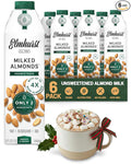 Elmhurst 1925 Unsweetened Almond Milk - 32 Ounce (Pack of 6) Dairy-Free, Vegan, Kosher, No Added Sugar, Shelf Stable Milk Made with Water & Almonds for Healthier, Simpler Plant-Based Alternatives