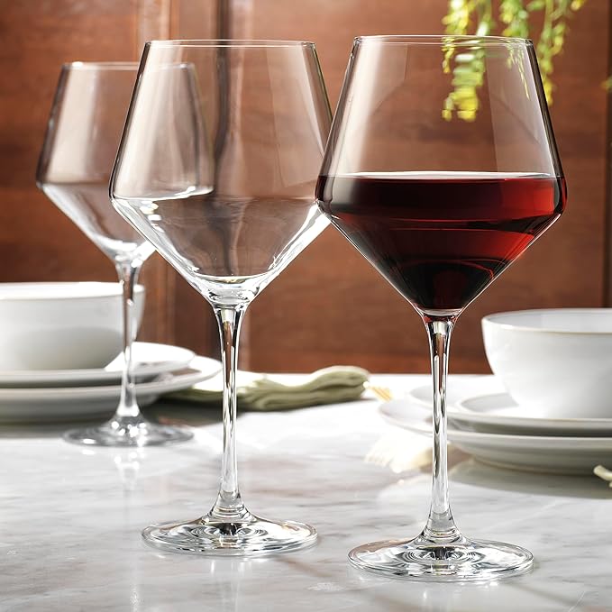 Glaver's Wine Glasses,White Red Wine Large Glasses Set of 4,Lead-Free Premium Crystal Clear Glass,Hand Blown Italian Style Burgundy Long Stem Wine Glasses,Great Gift Packaging(23oz,4pack)