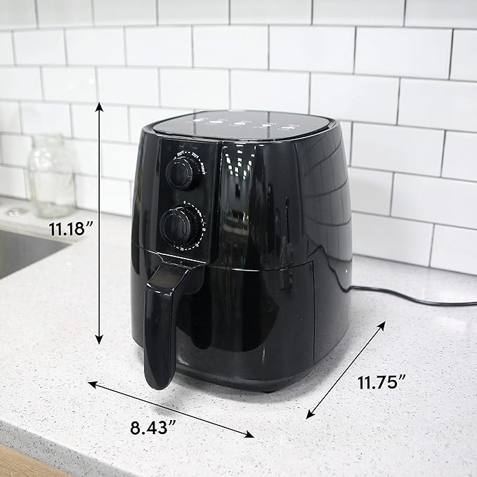 Elite Gourmet EAF4617 Electric Digital Hot Air Fryer, 1350Watts, Oil-Less Healthy Cooker, Timer & Temperature Controls, 4 Quart, Black