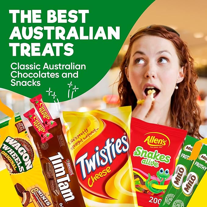 Australian Holiday Snack Box – 12 Authentic Aussie Treats Including, Vegemite, Twisties & More