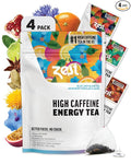 Zest Energy Tea Assortment Box – High Caffeine Tea Bags Sampler with Black & Green Tea – Caffeinated Coffee Alternative for Morning Focus – 80 Tea Bags – 135-150mg Caf per Cup – Natural, Non-GMO, Keto