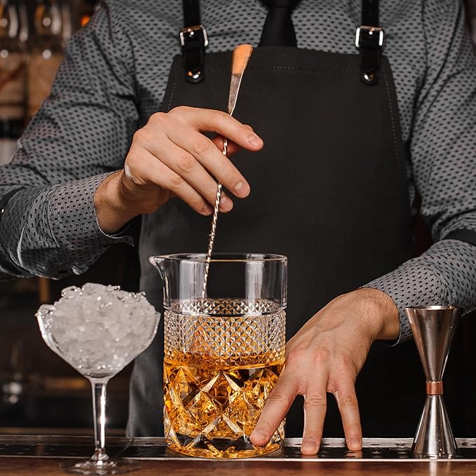 Cocktail Mixing Glass - Premium 22oz - Solid, Stable, Sturdy Hand Blown Crystal - Professional Quality Barware - Gift for Wedding, Anniversary, Birthday, Father's Day
