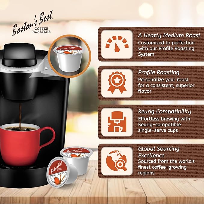 Boston’s Best - Maple Cinnamon Flavored Delicious Gourmet Coffee Compatible with Keurig Coffee Maker, 24 Count (Pack of 4)