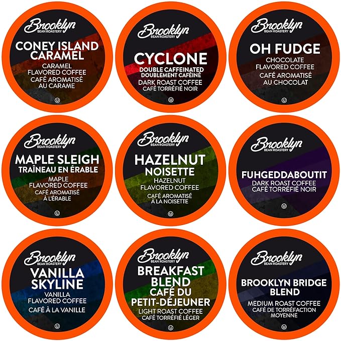 Brooklyn Beans Coffee Pods Assorted Handcrafted Gourmet Variety Pack Coffee Sampler, Compatible with 2.0 Keurig K Cup Brewers, 40 Count