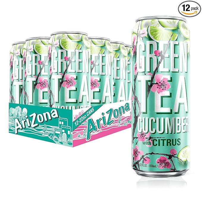 Green Tea with Cucumber and Citrus - Big Can, 22 Fl Oz (Pack of 12)