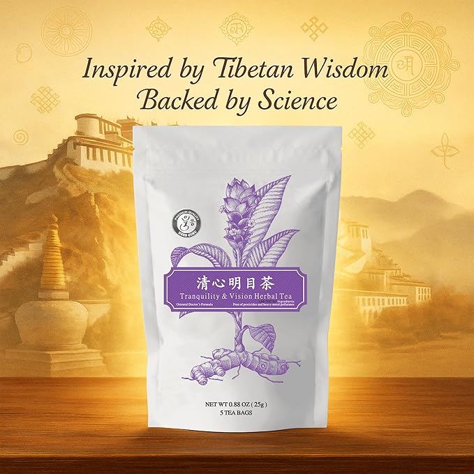 Tranquility & Vision Herbal Tea Blend with Dried Jujube Fruit, Goji Berry, Chrysanthemum Flower & Nelumbo Nucifera Seed | Relaxing Tea Bags | Premium Herbal Teabags & Gentle Sleepytime Teabags