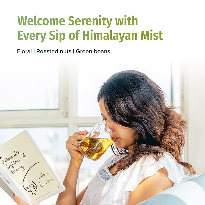 NEPAL TEA Organic Green Tea Bags from the Himalayas - 15 Pyramid Tea Bags, Single Origin from a Family Farm - Green Tea Bags with Loose Leaf Tea Inside (Himalayan Mist)