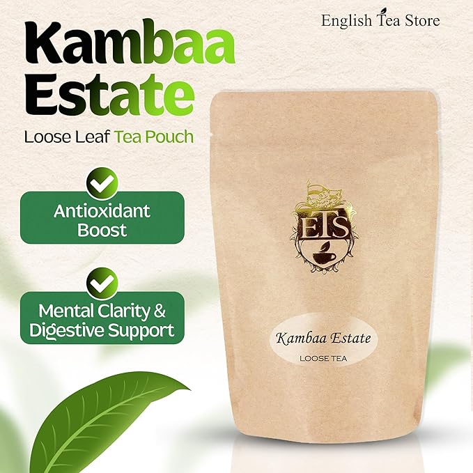 English Tea Store - Kambaa Estate Loose Leaf Black Tea | Malty Flavor With Light Currant Notes | Kenyan Grown | Natural Flavor Loose Leaf Tea | Premium Black Tea Leaves | GMO-Free | 16oz Pouch