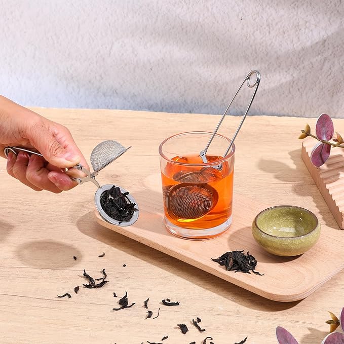 20 Pcs Snap Ball Tea Infuser Strainers, Silver Stainless Steel Fine Mesh Balls with Handle, Reusable Filters for Loose Leaf Tea, Spices and Seasonings