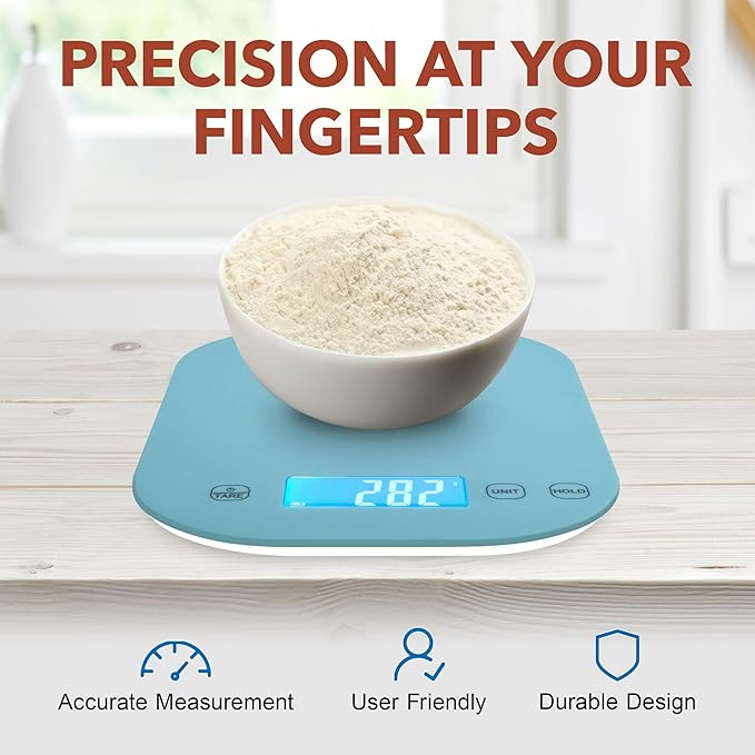 Smart Weigh Blue Digital Kitchen Scale for Cooking, Weight Loss, Calorie Tracking, Baking, Food Portion Control, and Meal Prep - Accurate Measurements in Grams and Ounces
