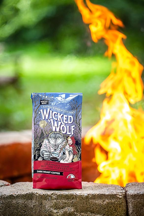 Raven's Brew Coffee - Wicked Wolf - Dark Roast - Full Body of Currant and Spice (Organic Ground, 12 oz)