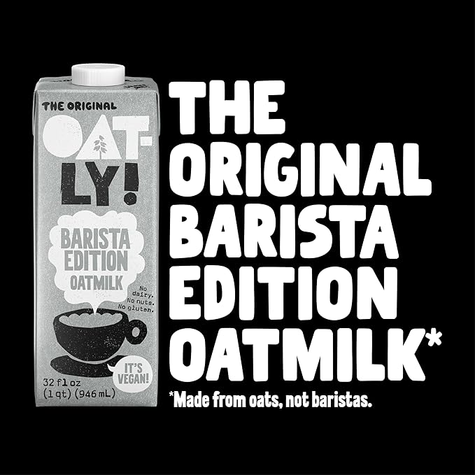 Oatly Barista Edition Oat Milk - Crafted for Coffee | Dairy-Free, Plant-Based, Shelf-Stable Milk that makes Perfect Foam (32 oz, 6-pack)
