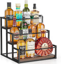 THYGIFTREE Liquor Bottle Display Shelf 3 Tier Rack Holder Bar Shelf Stand for Wine Whiskey Risers Organizer Kitchen Countertop