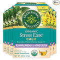 Traditional Medicinals Organic, Stress Ease Calm with Adaptogens, Ashwagandha & Honeybush - Promotes Relaxation - Kosher, Non-GMO, Caffeine-Free, Compostable - 96 Tea Bags (6 Packs of 16)