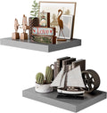 Grey 12 Inch Deep Floating Shelves - Set of 2, Wood Live Edge Shelves for Wall Storage, Bathroom, Bedroom, Kitchen, Office