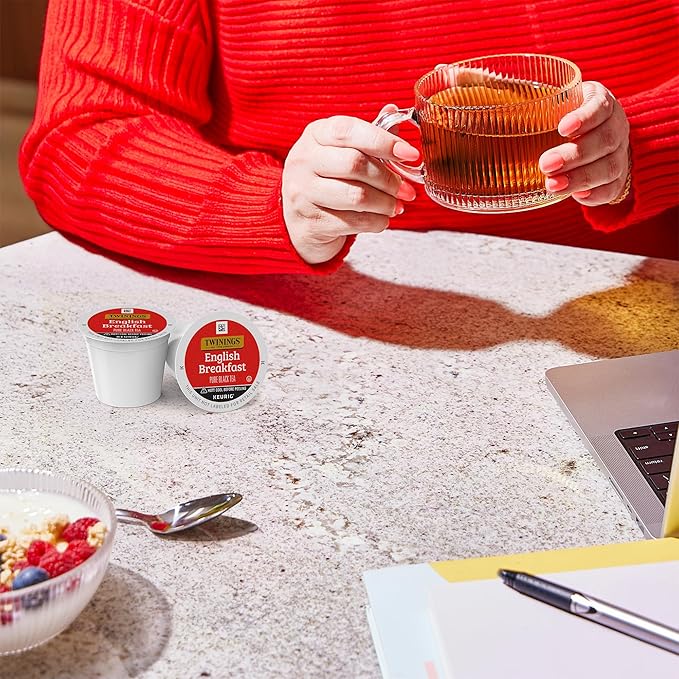 Twinings English Breakfast Black Tea K-Cup Pods for Keurig, 24 Count (Pack of 1), Smooth, Flavourful, Robust, Caffeinated, Enjoy Hot or Iced