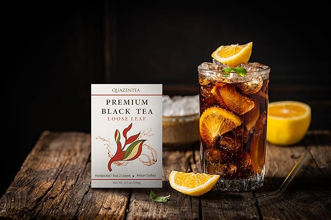 Quazentea Premium Black Tea Loose Leaf 3.5oz (100g) – 100% Natural, Fruity Aroma, Smooth, Tasty & Slightly Sweet – Vietnamese High Mountain Darjeeling-Style Tea